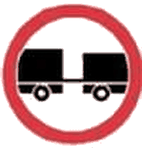 Accesul interzis autovehiculelor cu remorcă, cu excepția celor cu semiremorcă sau cu remorcă cu o osie