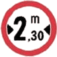 Accesul interzis vehiculelor cu lățimea mai mare de ... m