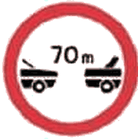 Interzis autovehiculelor de a circula fără a menține între ele un interval de cel puțin ... m