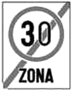 Sfârșitul zonei cu viteza limitată la 30 km/h