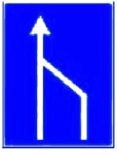 Terminarea benzii de circulație din dreapta a părții carosabile