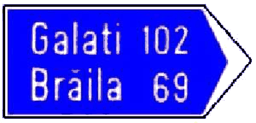 Direcția spre localitățile indicate