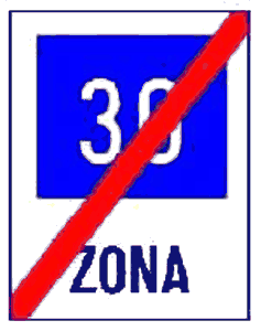 Sfârșitul zonei cu viteza recomandată 30 km/h