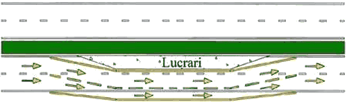 e) Marcaje temporare pentru semnalizarea lucrărilor